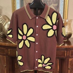 WESC Daisys Polo Collar Short Sleeve Cardigan